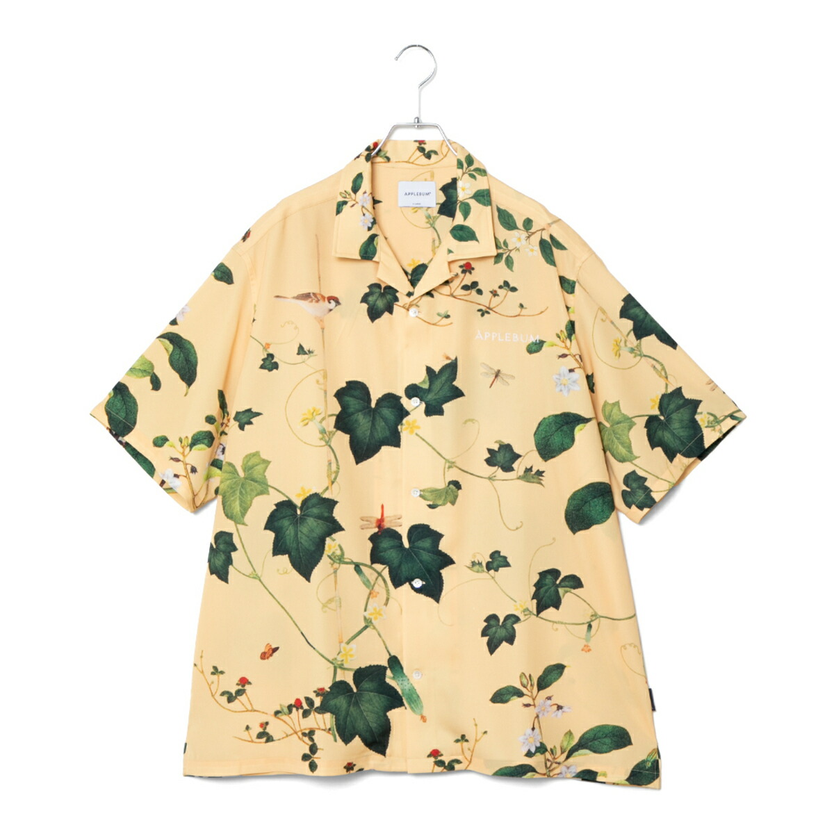 APPLEBUM &ldquo;Edo Botanical&rdquo; Aloha Shirt (&ldquo;Edo Botanical&rdquo;) (アップルバム エド ボタニカル アロハシャツ)【メンズ】【アロハシャツ 総柄 半袖シャツ オーバーサイズ 和柄 夏コーデ イエロー】【26SS】｜Kinetics