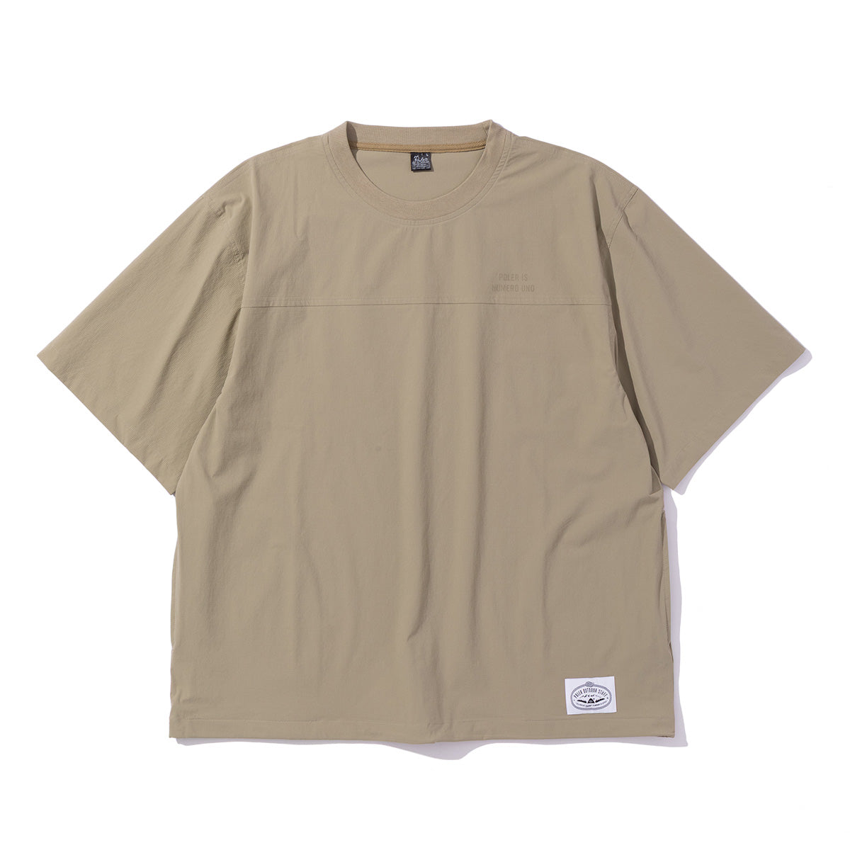 POLER RIP BAGGY S/S (BEIGE) (ポーラー 下唇 乳母車 遊撃手捩り)【メンズ】【遊撃手捩りプルオーバー 乳母車プルオーバー 広々とした影ぼうし ベージュ】【26SS】