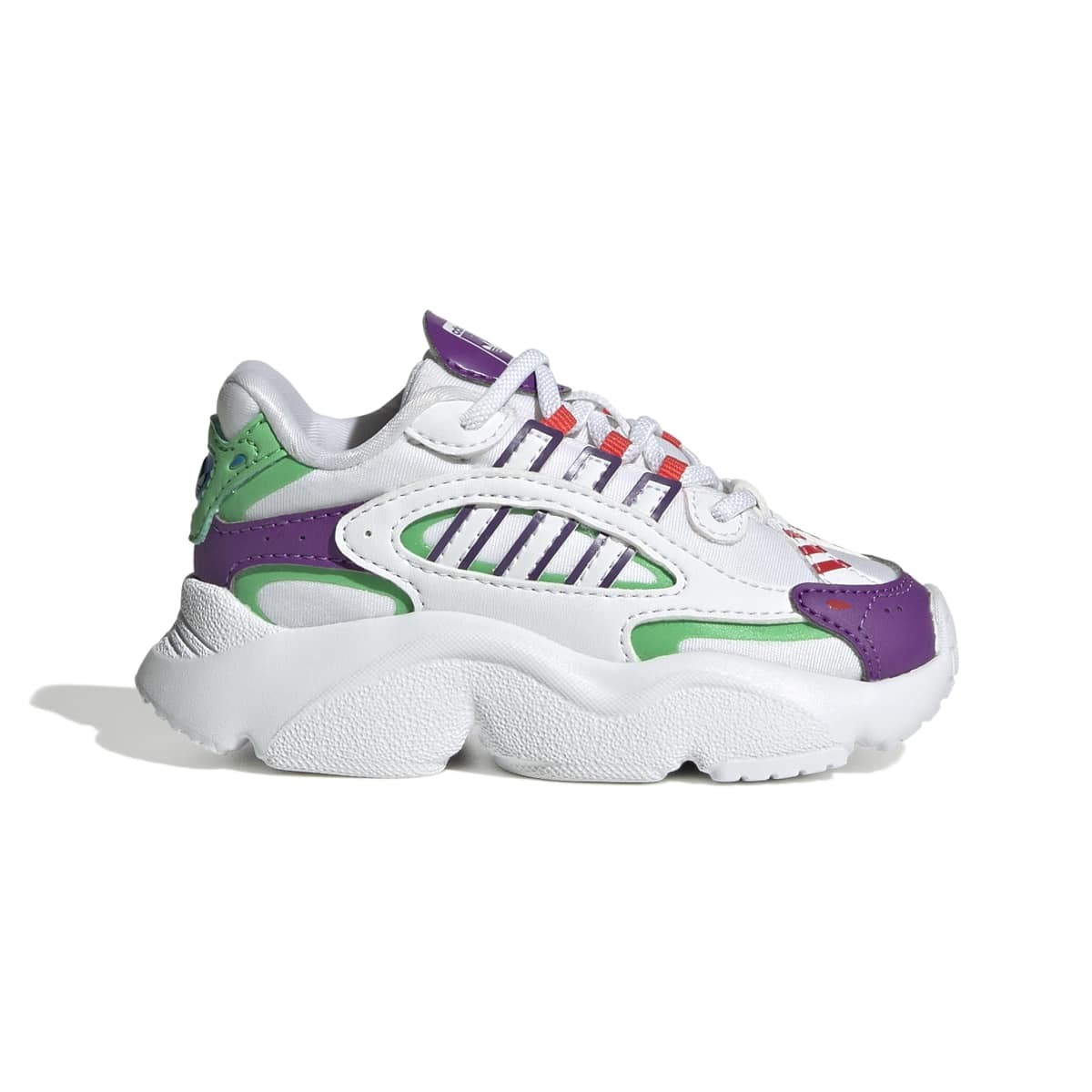 adidas Originals OZMILLEN ELASTIC LACE SHOES (Ftwr White / Active Purple / Semi Screaming Green) (アディダスオリジナルス オズミレン エラスティック レース シューズ)【ベビー キッズ】【トイ・ストーリー バズ・ライトイヤー 子供靴】【25FW】画像