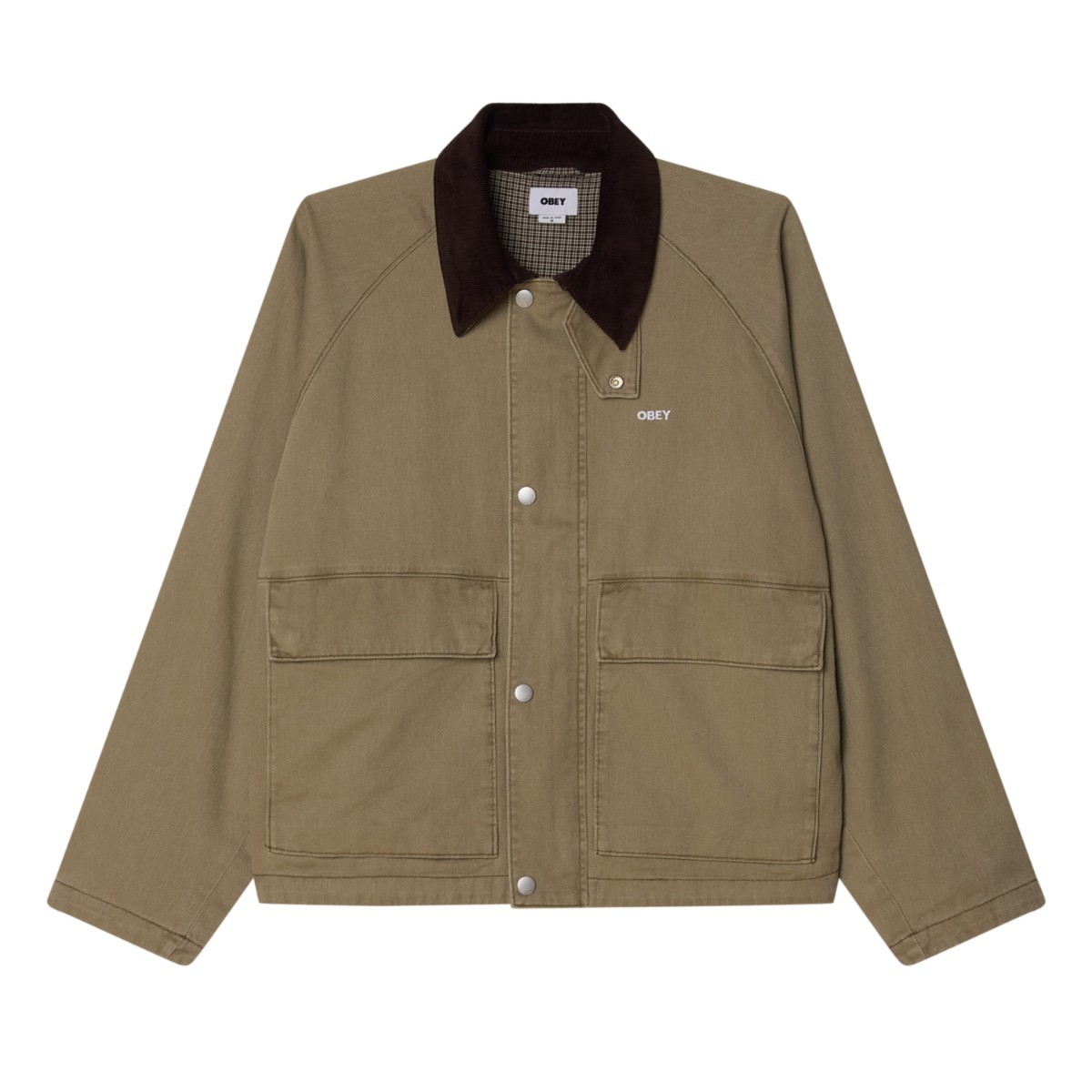 【ラスト1点】【20％OFF】OBEY CADEN WORK JACKET (MERMAID FADED WASH) (オベイ ケイデン ワーク ジャケット)【メンズ レディース】【アウター ジャケット スナップボタン ワークテイスト ベージュ】【25FW】｜Kinetics