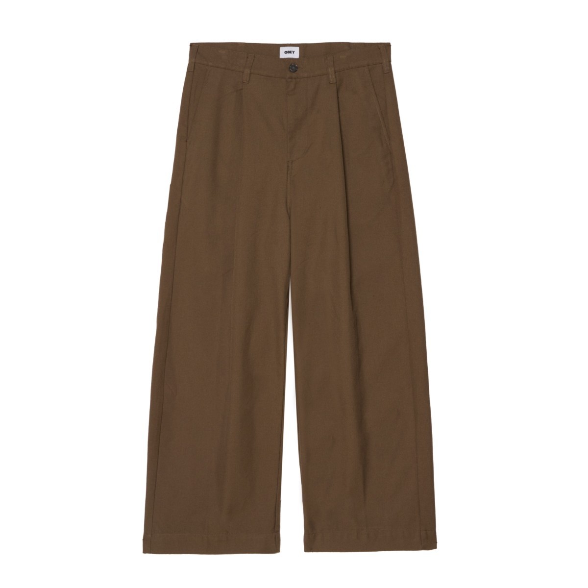 【20％OFF】 OBEY OLIVER PLEATED PANT (WREN) (オベイ オリバー プリーテッド パンツ)【メンズ レディース】【ボトムス パンツ ジッパーフライ ストレートレッグ ブラウン】【25FW】