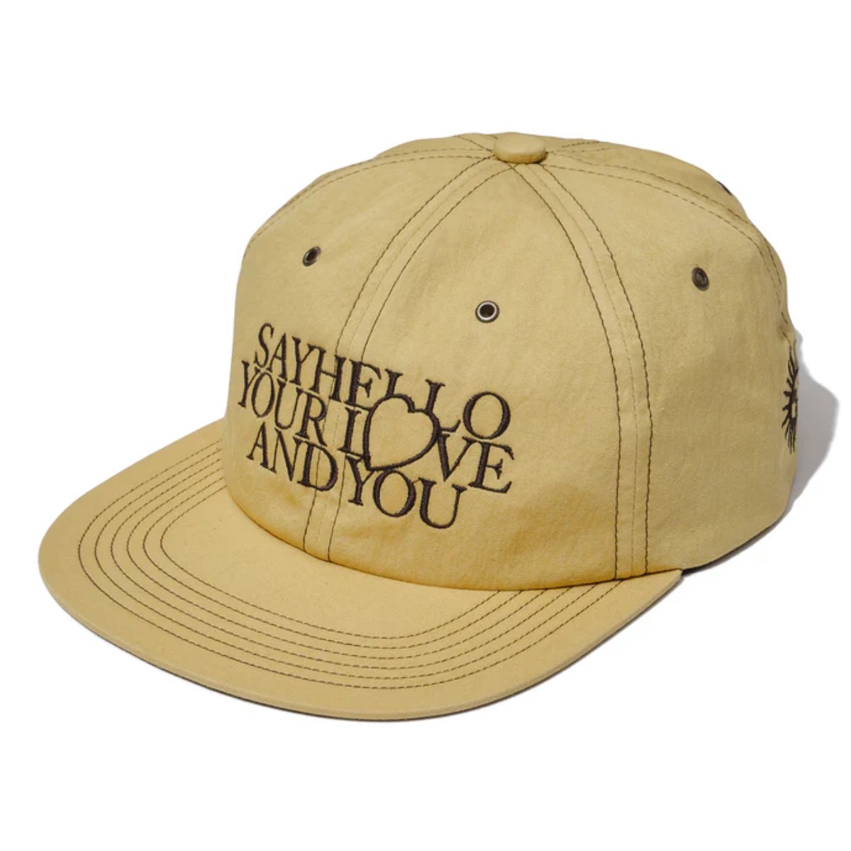 SAYHELLO Sun-Rise Cap (Yellow) (セイハロー サンライズ キャップ)【メンズ レディース】【6パネルベースボールキャップ フラットキャップ 帽子 刺繍 イエロー】【25FW】｜Kinetics