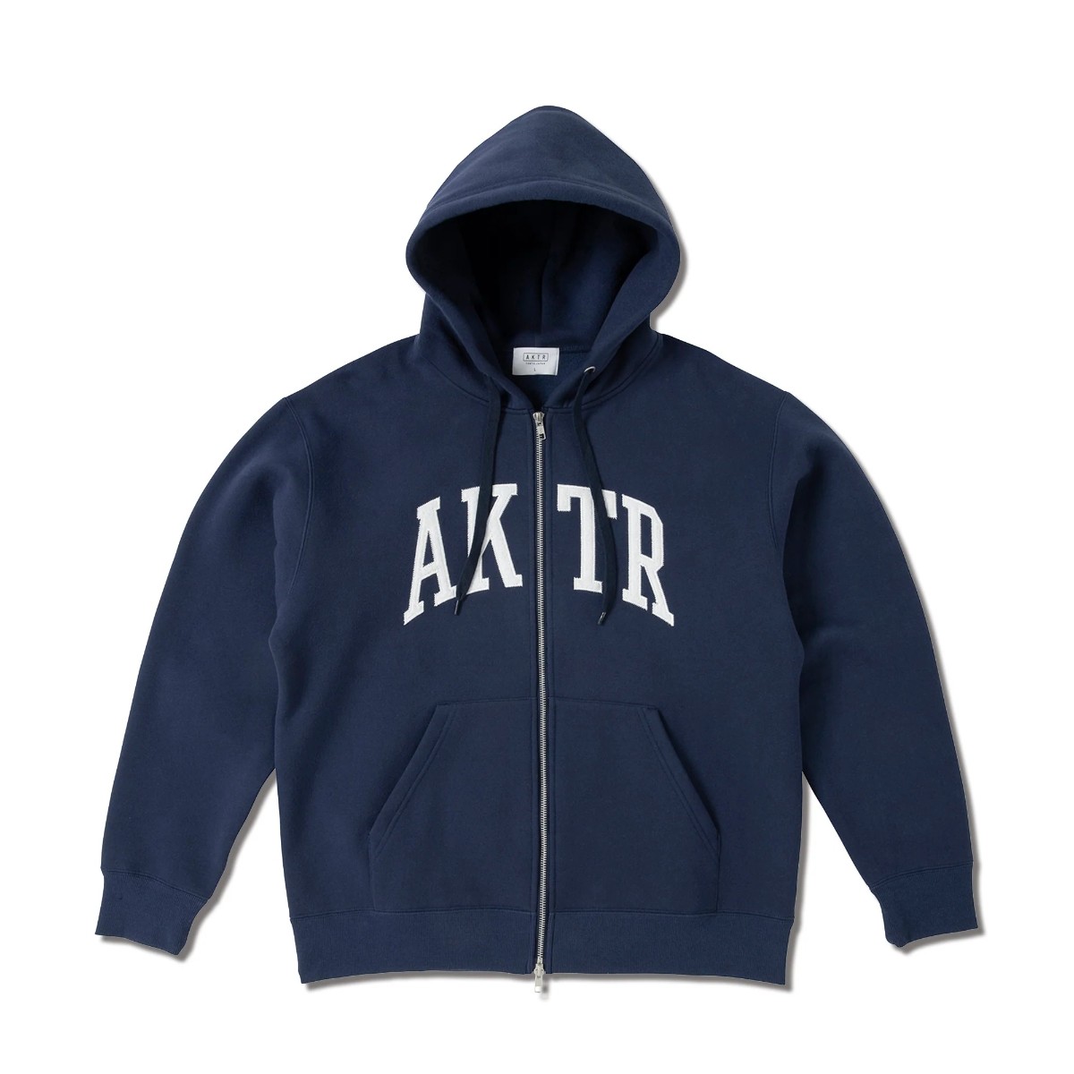 AKTR COLLEGE LOGO SWEAT ZIP HOODIE (NV) (出演者 単科大学 ロゴタイプ 流汗 ジップ フーディ)【メンズ】【ジップパーカー 流汗 単科大学ロゴタイプ 裏起毛 米国海軍】【25FW】