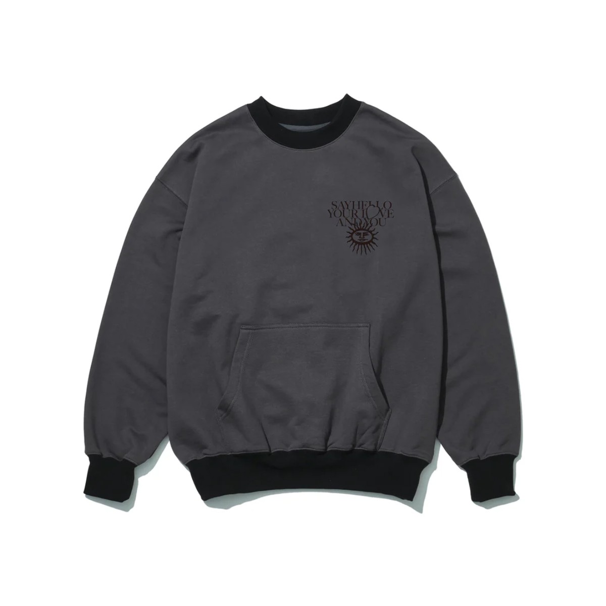 SAYHELLO Sun Rise Crew (Dark Grey) (セイハロー サンライズ クルー)【メンズ レディース】【スウェット トレーナー 裏毛 長袖 トップス ボックスシルエット カジュアル グレー】【25FW】