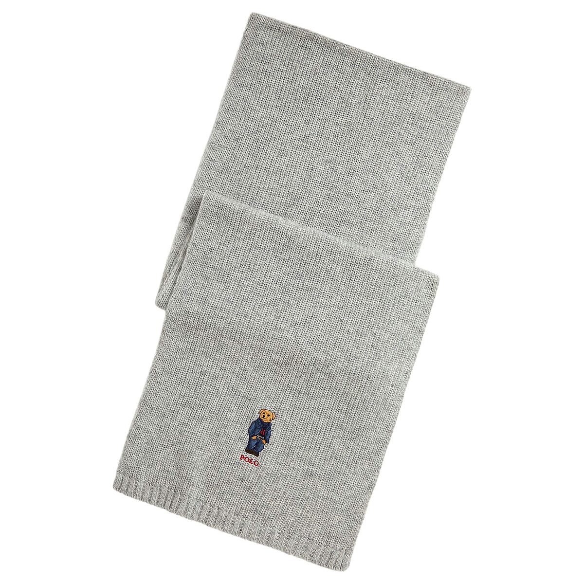 【20%OFF】POLO RALPH LAUREN SOLID DENIM BEAR SCARF (ANDOVER HTHR) (ポロ ラルフ ローレン ソリッド デニム ベア スカーフ)【メンズ】【マフラー ポロベア 刺繍 グレー】【25FW】｜Kinetics