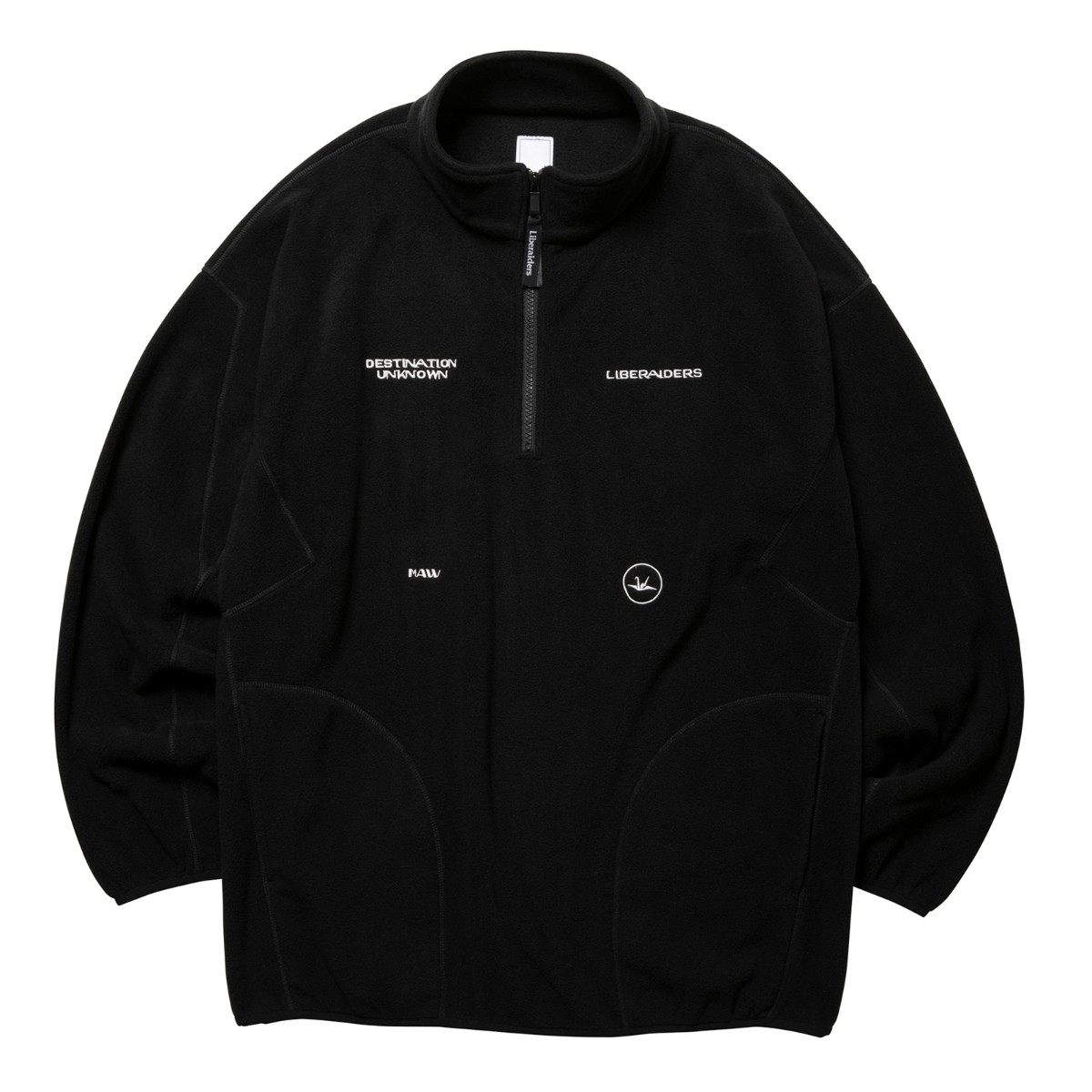【10%OFF】Liberaiders FLEECE HALF ZIP (BLACK) (リベレイダース フリース ハーフジップ)【メンズ】【フリース ハーフジップ 3Dパターン 刺繍 デザインラベル 保温性 ブラック】【25FW】|Kinetics
