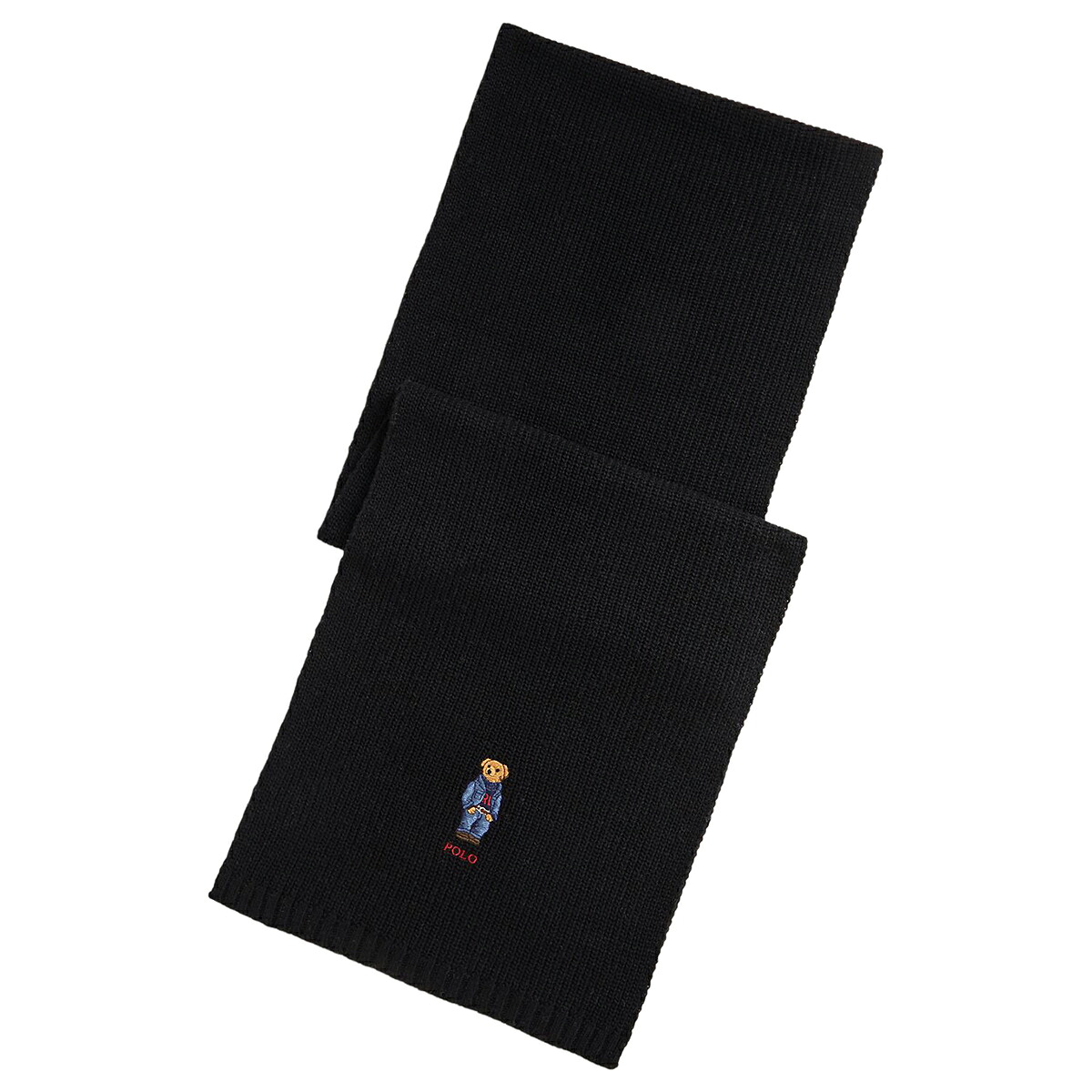 【20%OFF】POLO RALPH LAUREN SOLID DENIM BEAR SCARF (POLO BLACK) (ポロ ラルフ ローレン ソリッド デニム ベア スカーフ)【メンズ】【マフラー ポロベア 刺繍 ブラック】【25FW】|Kinetics