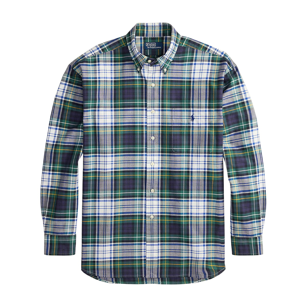 【20%OFF】POLO RALPH LAUREN BIG FIT BUTTON DOWN SHIRT (6425 WHITE/GREEN MULTI) (ポロ ラルフ ローレン ビッグ フィット ボタンダウン シャツ)【メンズ】【オックスフォードシャツ グリーン】【25FW】｜Kinetics