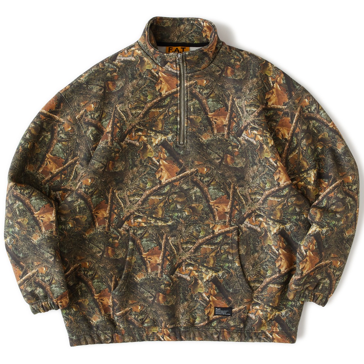 【20％OFF】 FAT WOODSFIELD.HALF (BROWN) (エフエイティー ウッズフィールド.ハーフ)【メンズ】【ハーフジップ スウェット カモフラージュ 裏毛 ブラウン】【25FW】