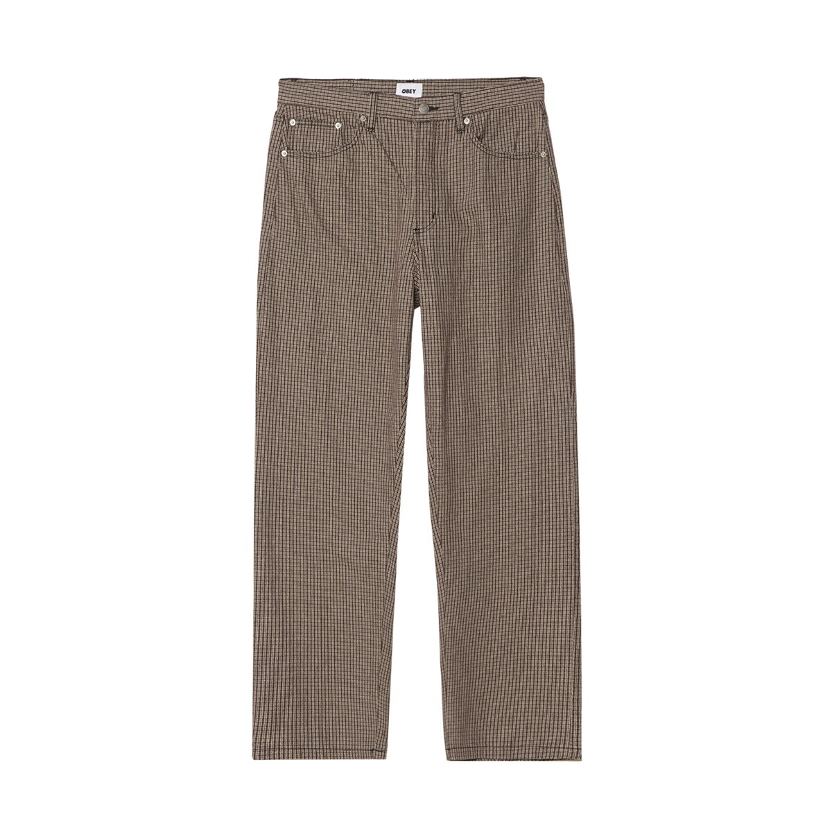 【30%OFF】OBEY CLASSIC BAGGY PLAID DENIM (AFTER DARK DENIM) (オベイ クラシックバギープレイドデニム)【メンズ】【ボトムス ズボン下 ジーンズ うば車 テーパード 赤銅色】【25FW】