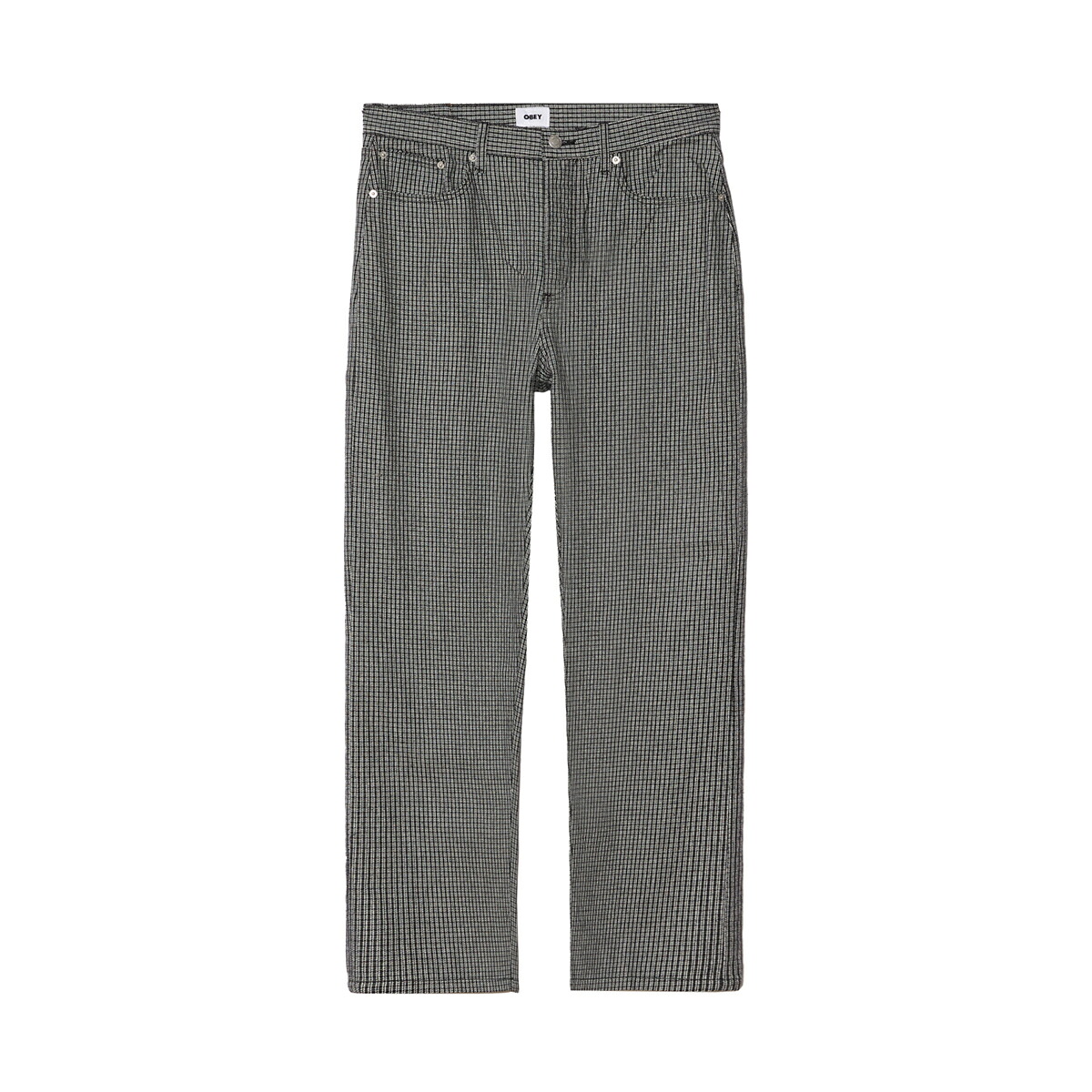 【30%OFF】OBEY CLASSIC BAGGY PLAID DENIM (BLACK MULTI) (オベイ クラシックバギープレイドデニム)【メンズ】【ボトムス ズボン下 ジーンズ うば車 テーパード 黒いこと】【25FW】