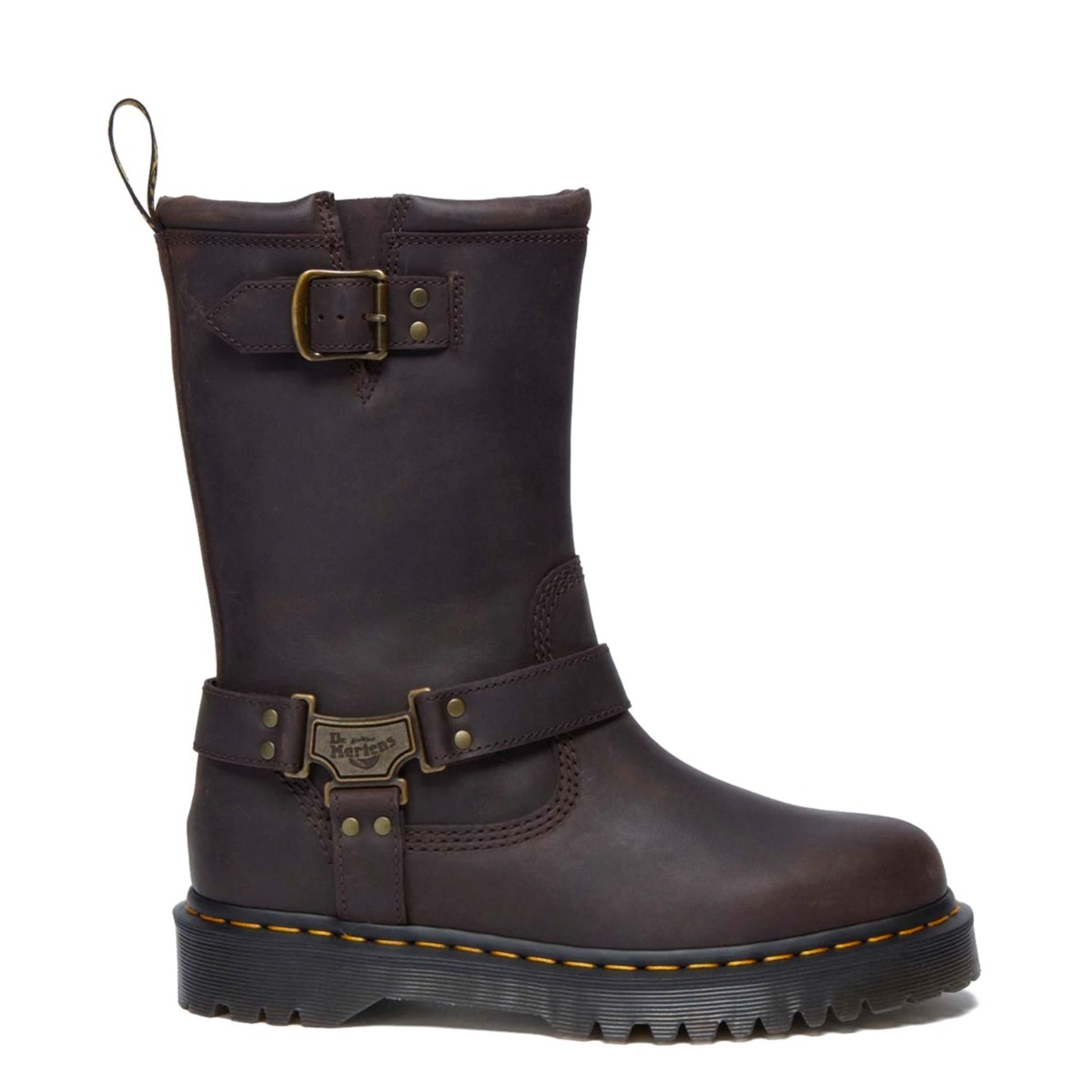 【20%OFF】Dr. MARTENS ANISTONE HI RIGGER BOOTS (DARK BROWN) (ドクターマーチン アニストン HI リガー ブーツ)【メンズ レディース】【カジュアルブーツ バイカーブーツ ミドル丈 ブラウン】【25FW】画像