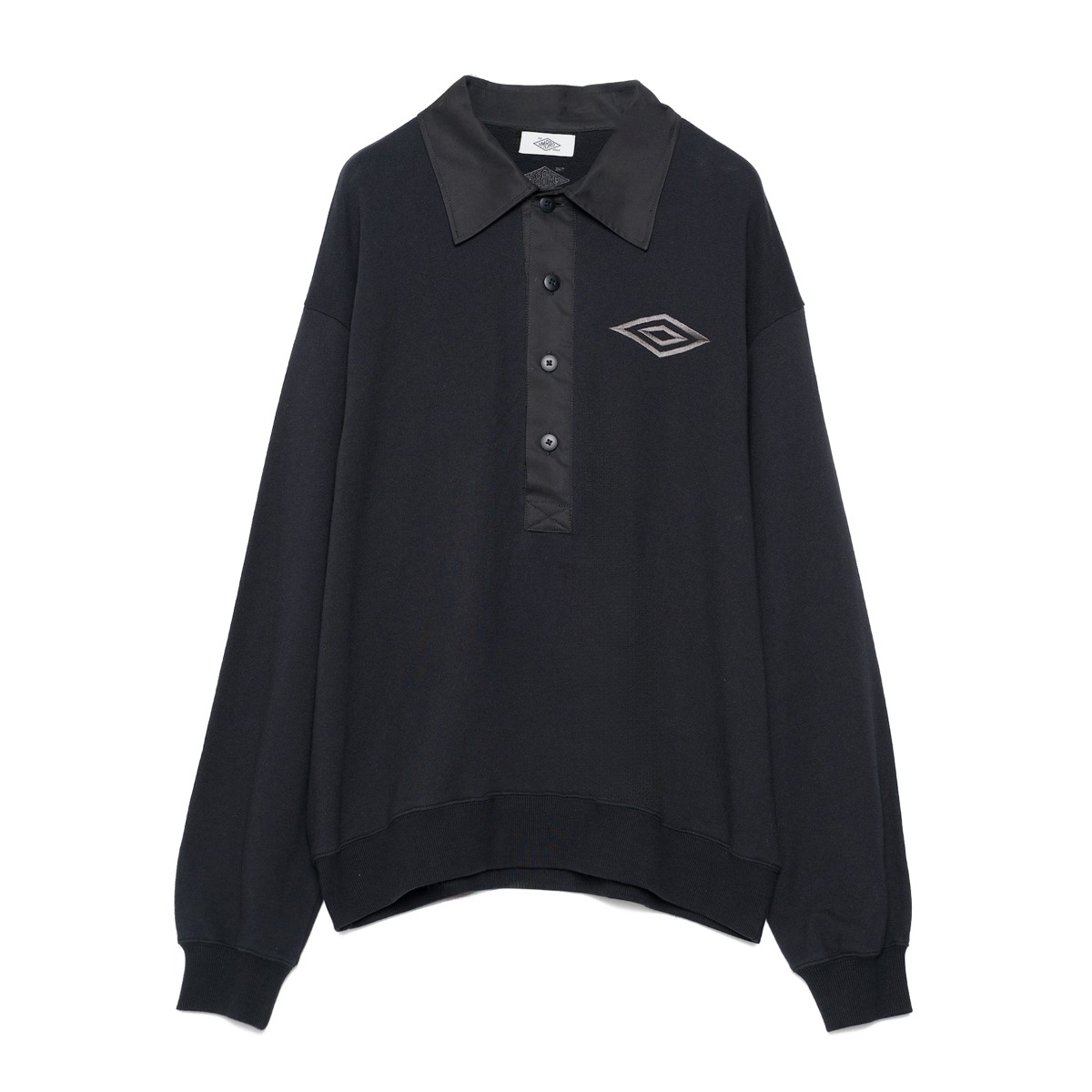 【20％OFF】 UMBRO HOUSE Shirt Collar Sweat Top (Black) (アンブロハウス シャツ カラー スウェット トップ)【メンズ レディース】【スウェット トップス シャツ 襟 レイヤード カジュアル ブラック】【25FW】