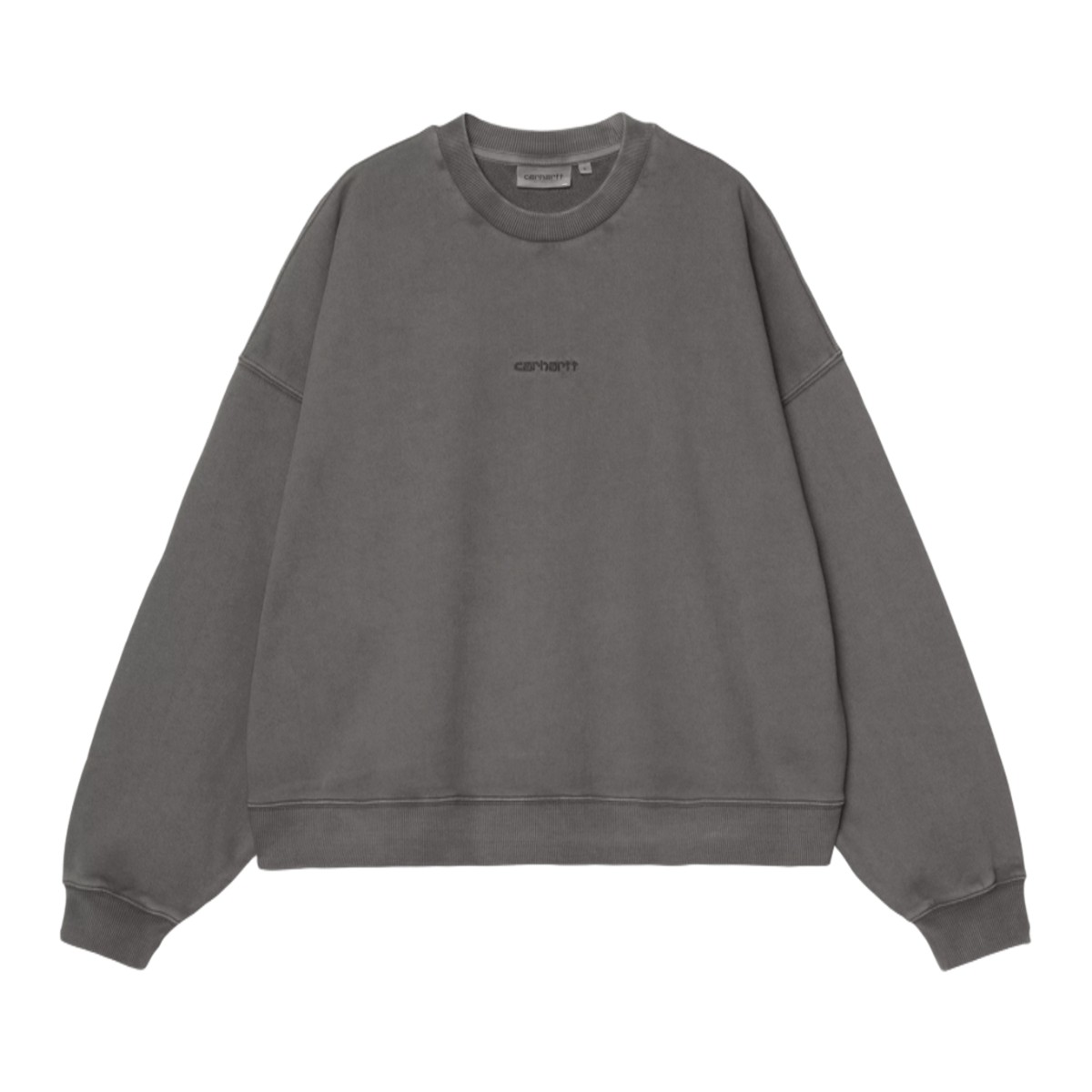 【20％OFF】 Carhartt WIP W' BENTON SWEATSHIRT (Graphite, Garment dyed) (カーハートワークインプログレス ウィメンズ ベントン スウェットシャツ)【レディース】【スウェット ルーズフィット ガーメントダイ コットン トレーナー グレー】【25FW】