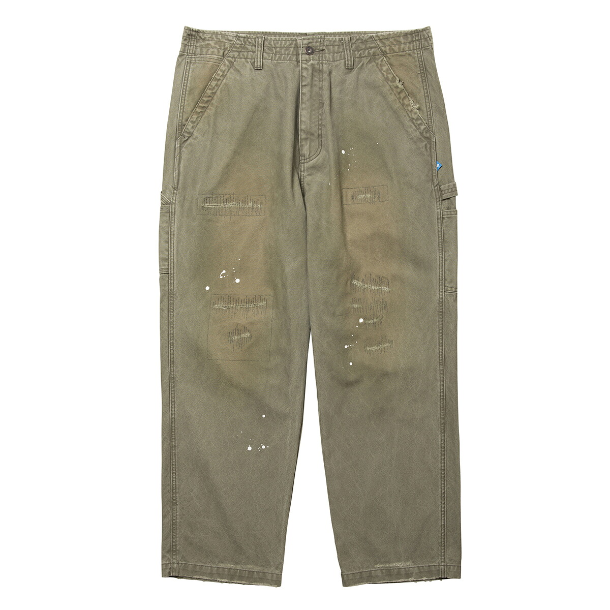 【20％OFF】 Liberaiders REPAIRED CANVAS WORK PANTS (OLIVE) (リベレイダース リペアード キャンバス ワーク パンツ)【メンズ】【キャンバス ワークパンツ リペア ダメージ加工 ペンキ ヴィンテージ オリーブ】【25FW】