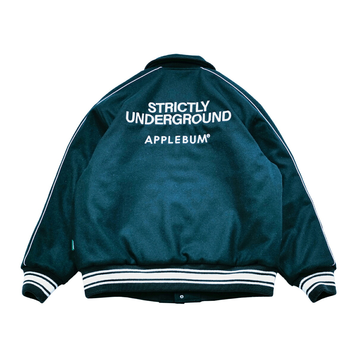 APPLEBUM Collared Melton Stadium Jacket (Green) (アップルバム カラード メルトン スタジアム ジャケット)【メンズ】【アウター スタジャン メルトン ジャケット ロゴ グリーン】【25FW】