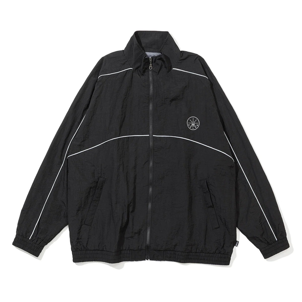 【20％OFF】 POLER SHIRRING NYLON PIPING JACKET (BLACK) (ポーラー シャーリング ナイロン パイピング ジャケット)【メンズ】【ナイロンジャケット レトロ アウトドア リフレクター 軽量 アウター ブラック】【25FW】