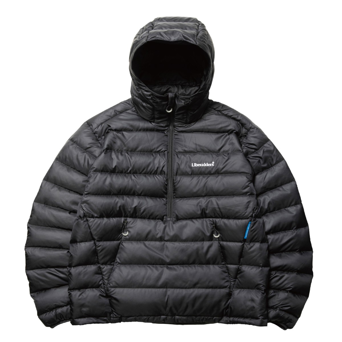 【10%OFF】Liberaiders DOWN HALF ZIP HOODIE (BLACK) (リベレイダース ダウン ハーフジップ フーディ)【メンズ】【ダウン フーディ 撥水 軽量 防寒性 リップストップ 静電気防止 ブラック】【25FW】｜Kinetics