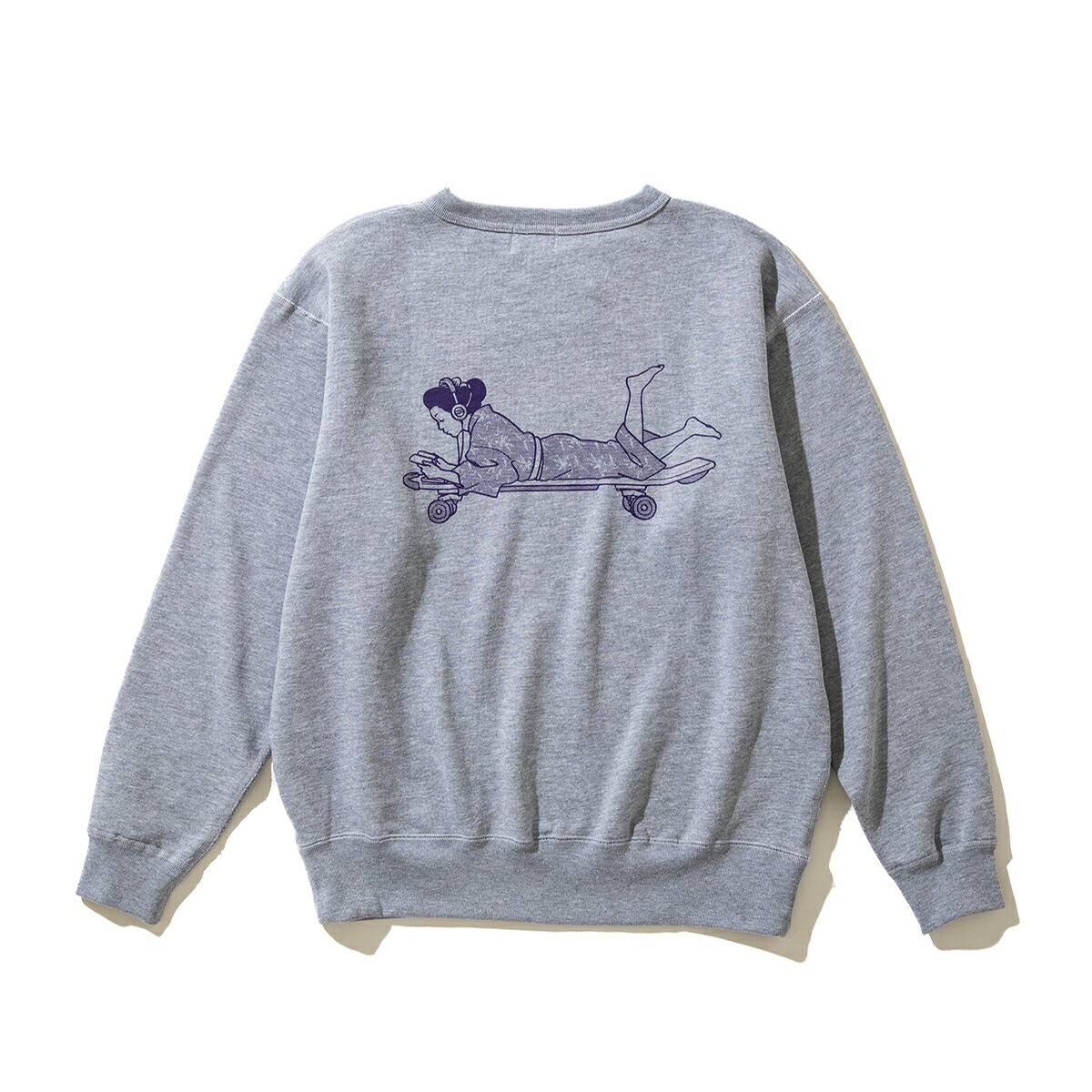 【ラスト1点】 坩堝 BOOK WORM CREW SWEAT (RUTSUBO×YU SUDA) (GRAY) (RUTSUBO ブックワーム クルー スウェット)【メンズ】【クルースウェット グラフィック 肉厚スウェット 90年代 スケート グレー】【25FW】