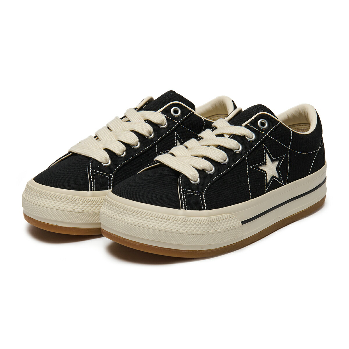 CONVERSE ONE STAR BOARDERSTAR OX (ブラック) (コンバース ワンスター ボーダースター OX)【メンズ レディース】【スニーカー 厚底 ファットシューレース ブラック】【26SS】