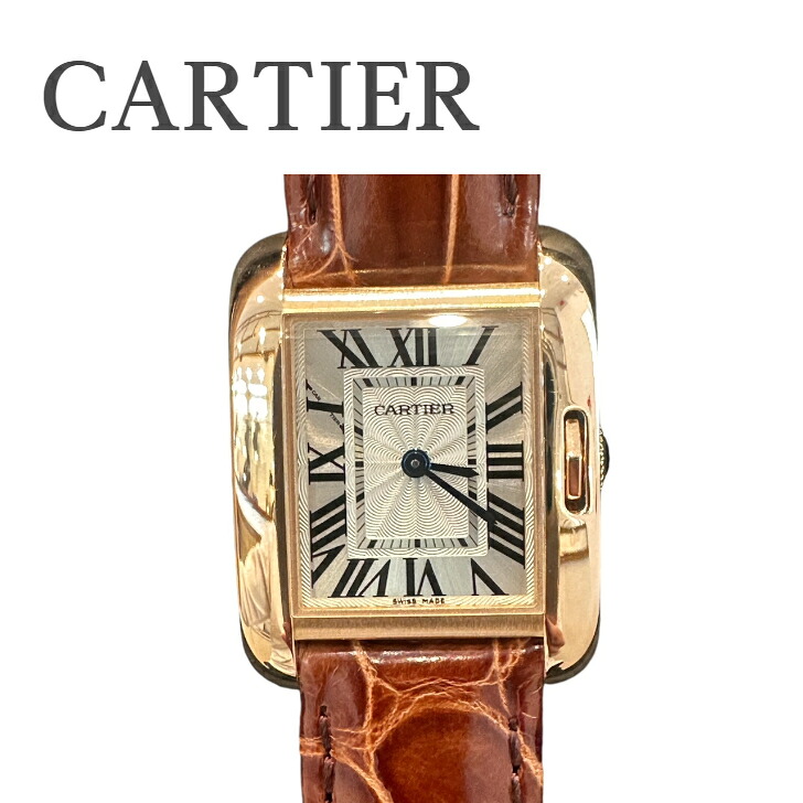 【中古】Cartier カルティエ タンクアングレーズ SM 750PG W5310027 革ベルト クォーツ