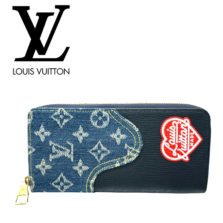 【中古美品】LOUIS VUITTON ルイヴィトモノグラムデニム ジッピーウォレット ヴェルティカル NIGO LV made ネイビー M81107 ユニセックス デニム 長財布