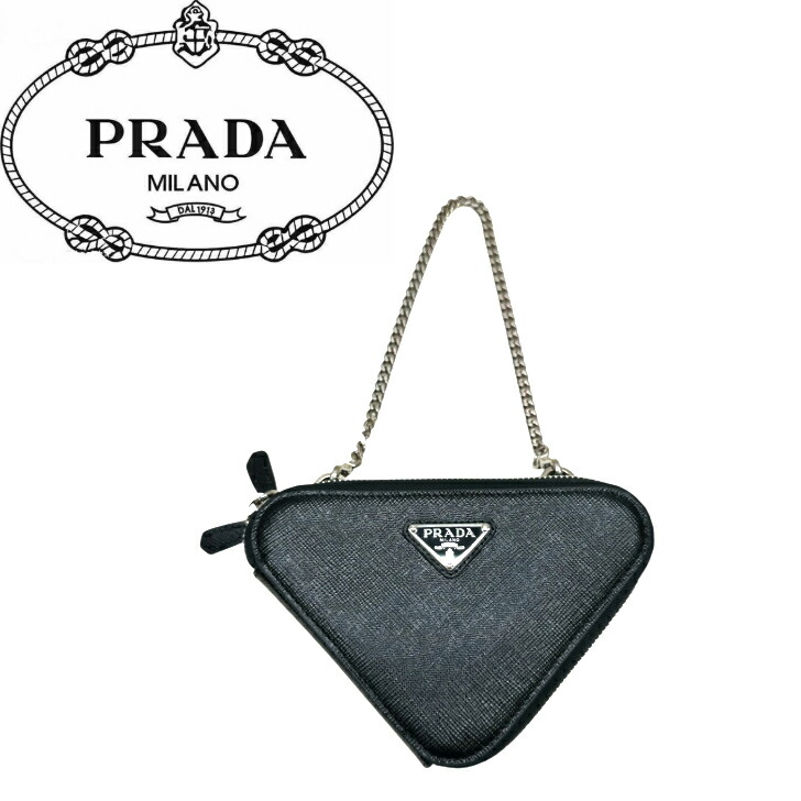 【中古美品】PRADA プラダ ３角形合切袋  サフィアーノ なめし革 ミニ肩先 1NR015