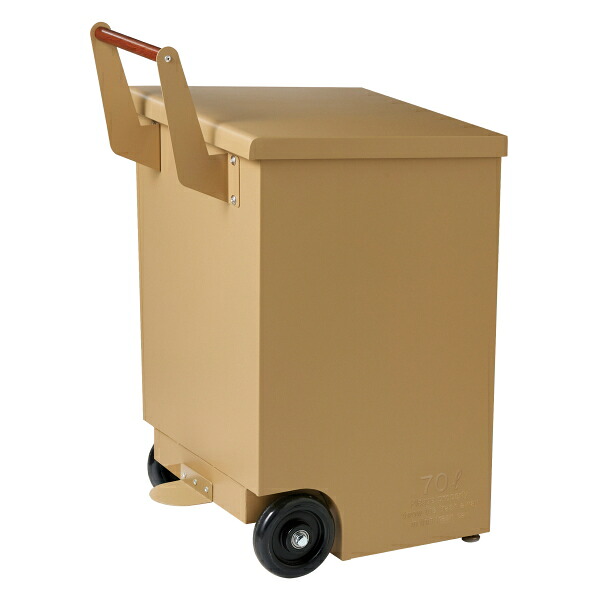 【クーポン配布中!】【送料無料】TRASH CART キャメル セトクラフト S23-0601-CM ゴミ箱 70L 大型 外用 屋外用 採用量 庭 おしゃれ 耐久性 ガルバリウム フットペダル付き 蓋付 ホルダー付き ハンドル 水抜き穴 アースカラー ダストボックス