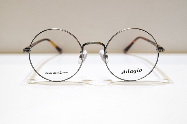 Adagio AD-603 col.1 眼鏡ひな形新品眼鏡ひな形めがねメガネサングラスメンズレディース成人男性用成人女性用ラウンド丸型