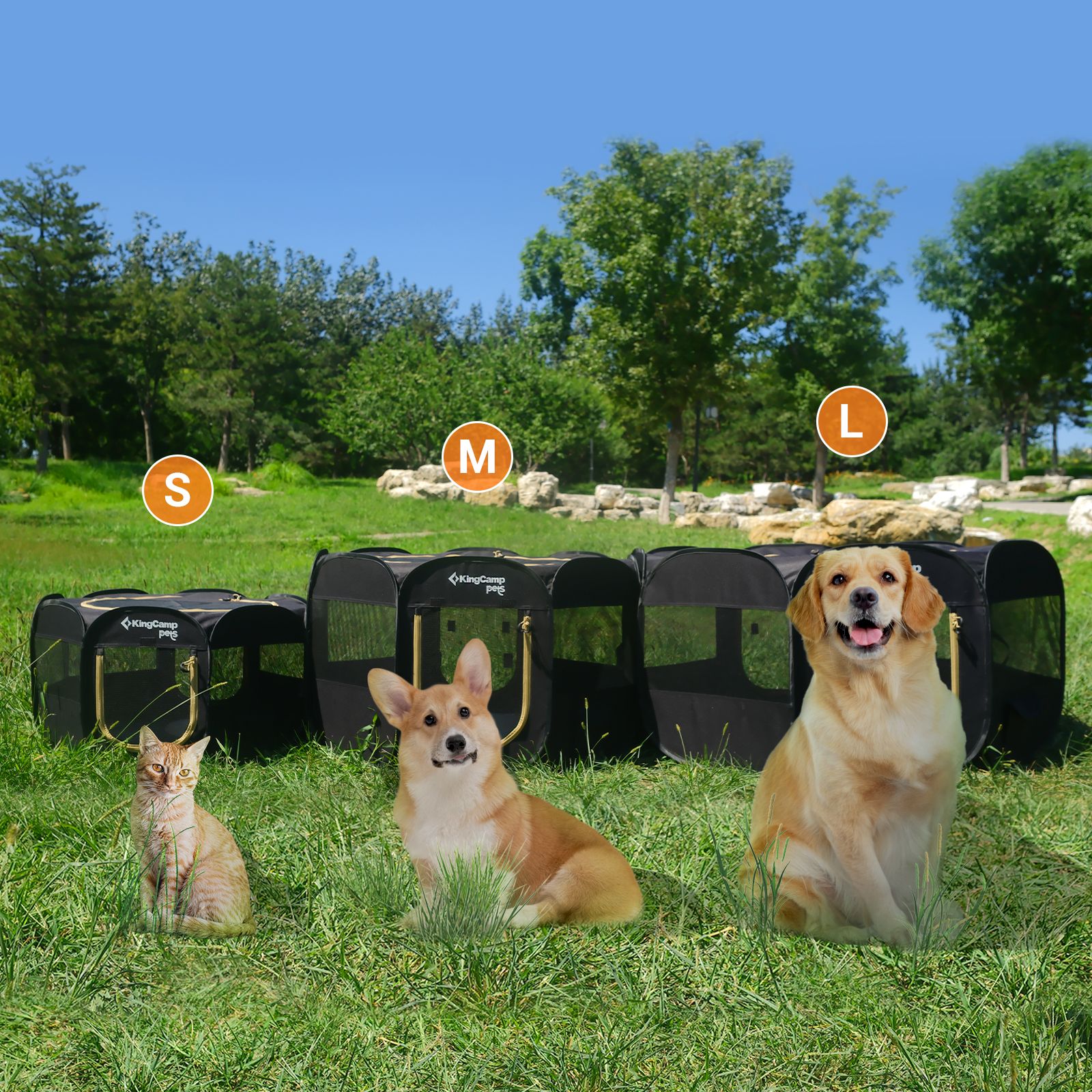 マラソン☆20％OFFクーポン+P5倍】KingCamp ペットサークル メッシュ