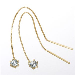 K18 バースデイジュエリーチェーンピアス アクアマリン(3月)｜アジア雑貨タイ雑貨Kingpower