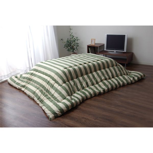 こたつ布団 【単品 長方形 グリーン 約205×245cm】 表地:インド綿100% 耐久性 通気性 ドライクリーニング可 〔リビング〕【代引不可】|アジア雑貨タイ雑貨Kingpower