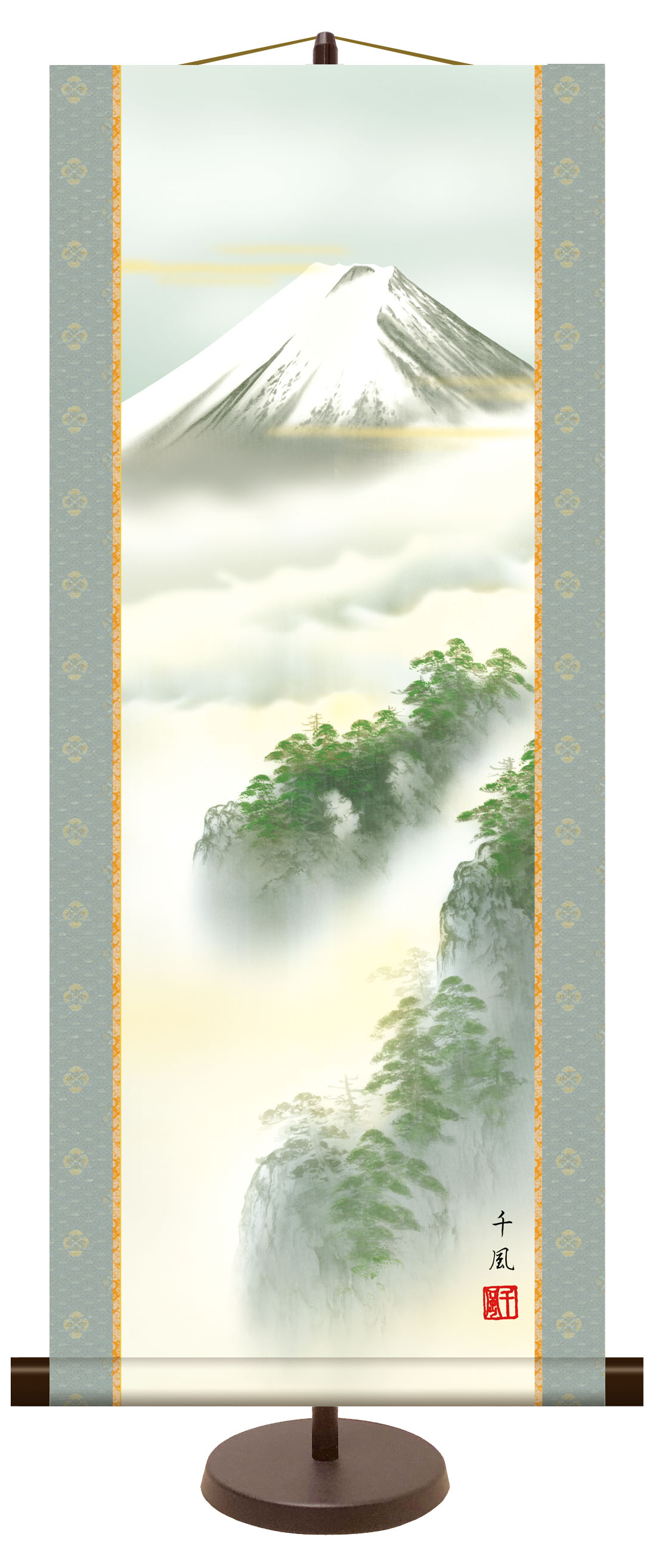 楽天市場】掛軸 三幸 山水画掛軸 富士閑寂 尺五 KZ1B2-066 熊谷