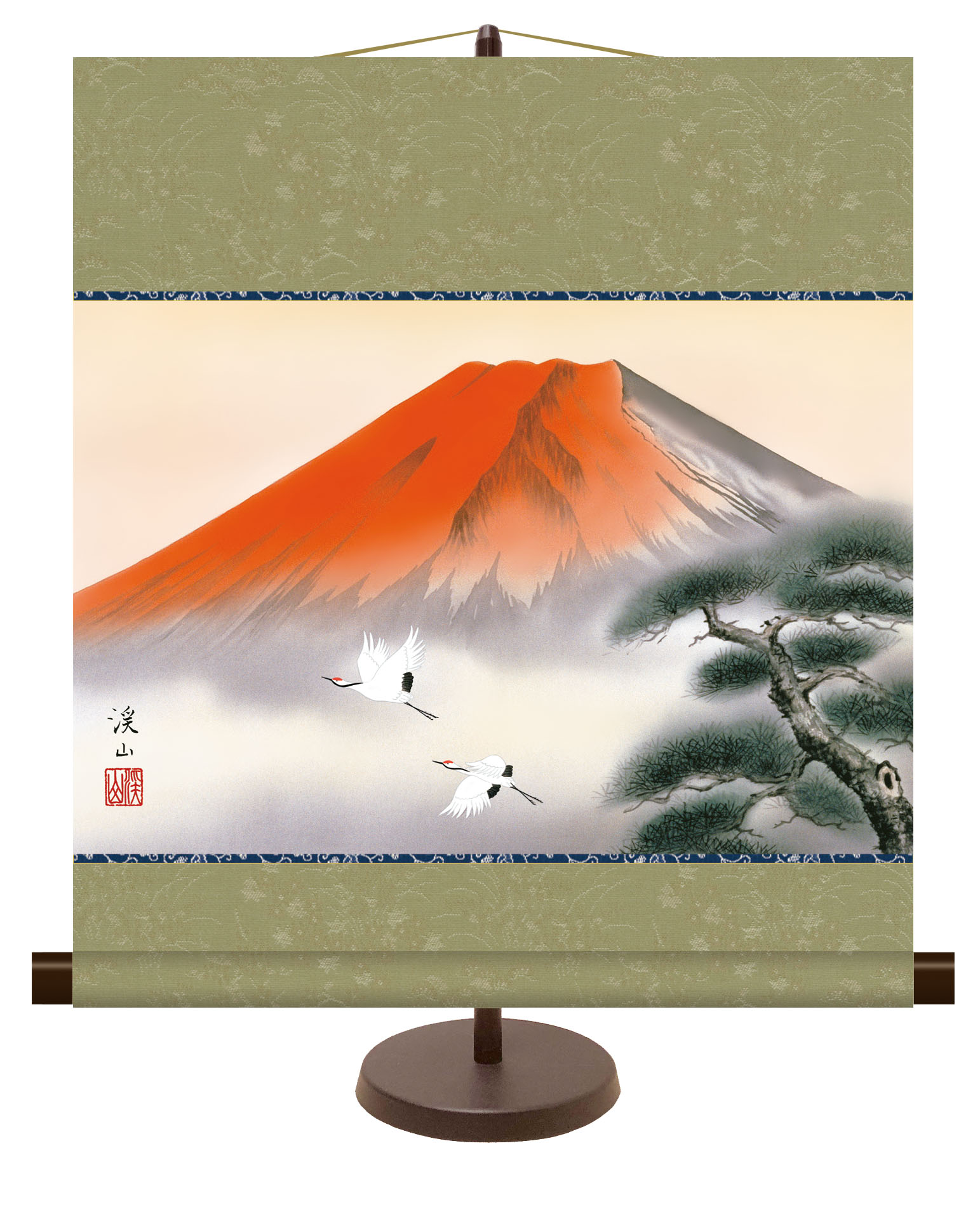 掛軸 モダン掛け 山水画 富士諸景 赤富士飛翔 高精彩工芸画 手彩 掛け軸 Km2b6 013 Rvcconst Com