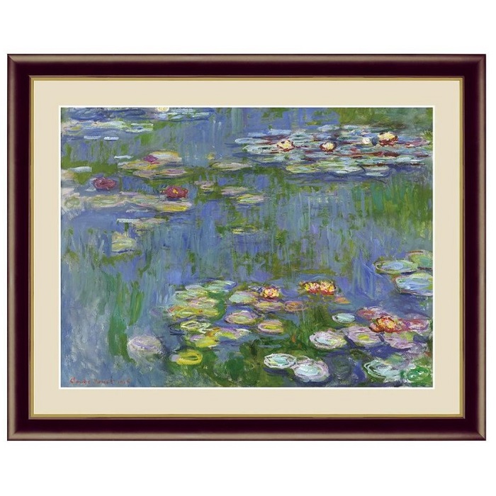 額絵 アート 絵画 インテリア おしゃれ 額入り 世界の名画 名画 日本製 複製画 アート額絵 壁掛け 壁飾り 壁 リビング 玄関 絵 アートポスター フレーム付き オシャレ かわいい インテリア雑貨 クロード・モネ 睡蓮 52×42cm