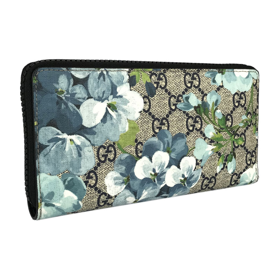 楽天市場 グッチ Gucci Ggブルームス Ggスプリーム フラワー ラウンドファスナー 花柄 長財布 ベージュ ブルー Pvc レディース財布 Iz 中古 キングラム楽天市場店