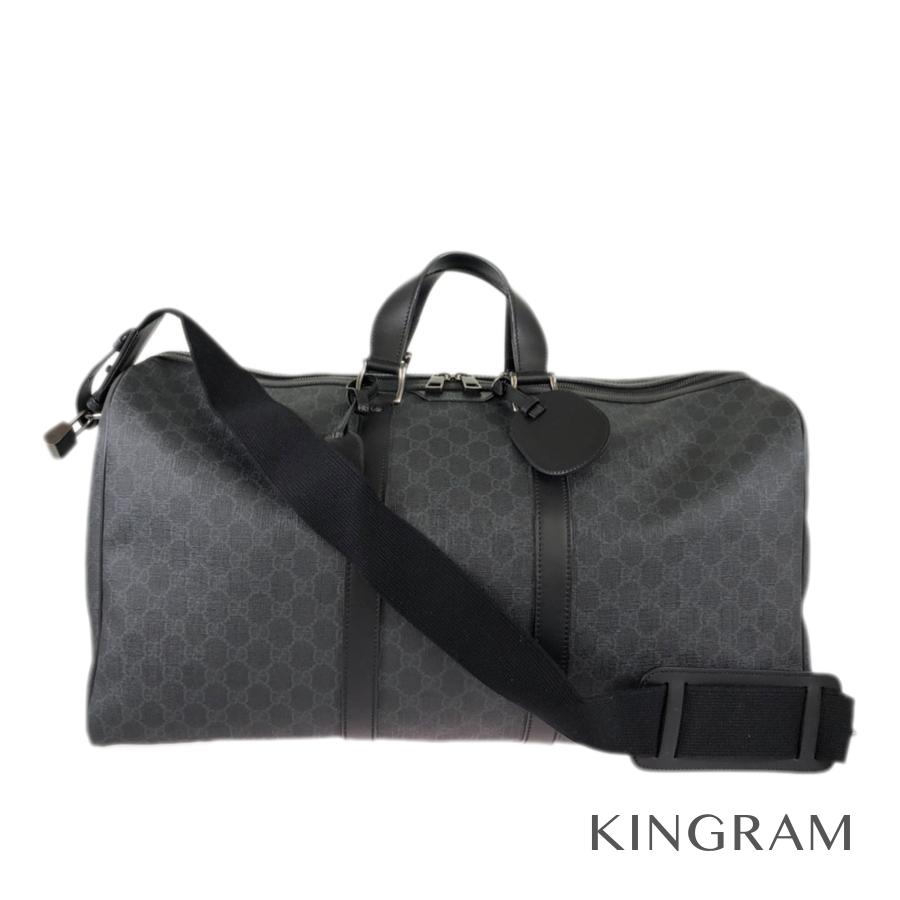 最安 ボストンバッグ グッチ Hr 中古 ボストンバッグ Pvc レザー ブラック 3267 ショルダーバッグ 2way キャリーオンダッフル バッグ Ggスプリーム Gucci Dgb Gov Bf