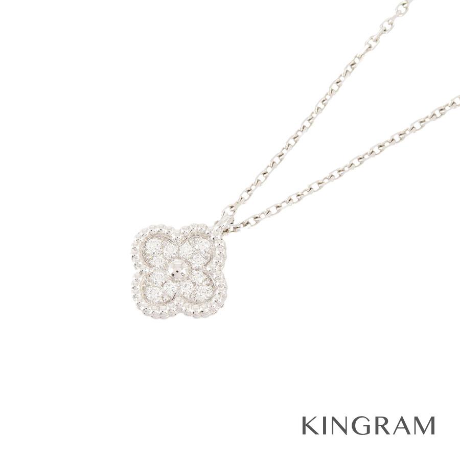 優れた品質 Arpels Cleef Van ヴァンクリーフ アーペル スウィートアルハンブラ Kkd 中古 ダイヤモンド K18wg 750 ネックレス Kkd Modern Idea Com