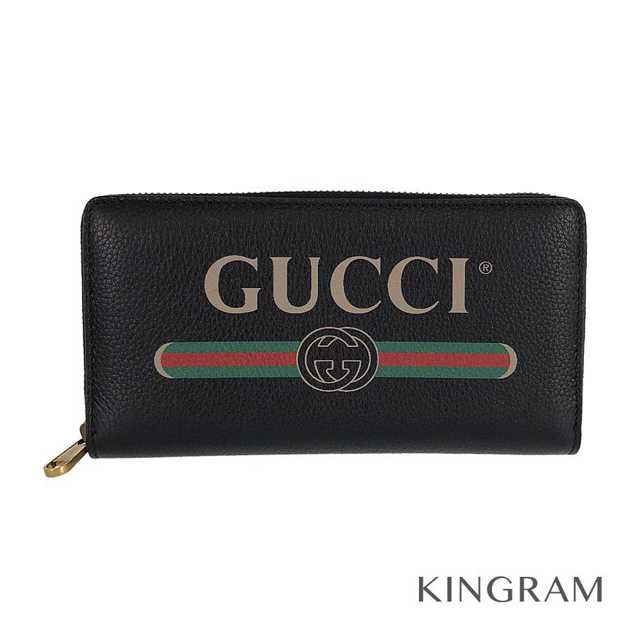 グッチ Gucci ロゴプリント ラウンドファスナー 長財布 ブラック グリーン レッド レザー メンズ財布 Te 中古 Mozago Com