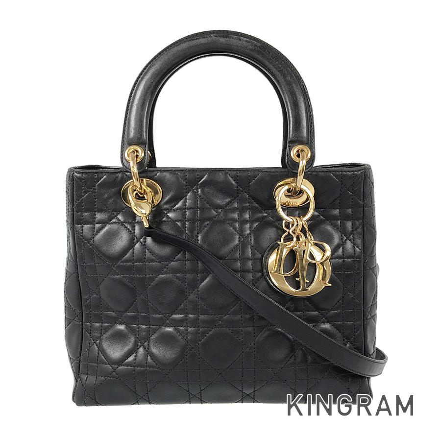 ディオール Dior レディディオール ミディアム レザー ハンドバッグ ssh【中古】