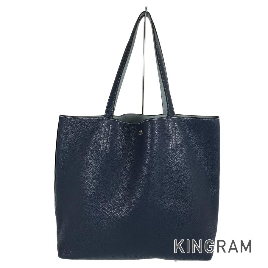 HERMÈS ドゥブルセンス45 ネイビー ブルー ジーンレザートートバッグ HERMÈS ドゥブルセンス45 ネイビー ブルー ジーンレザートート
