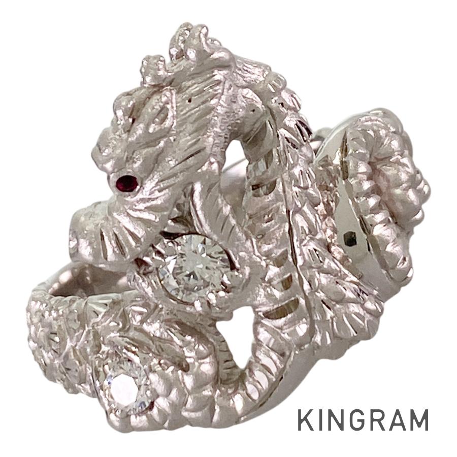 ノーブランド名 Unsigned Jewelry 輪っか K18WG 金剛石 ルビー 17.5号(57-58) sst【中古】