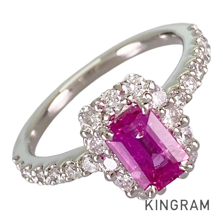 ノーブランド名 Unsigned Jewelry 輪っか Pt900 さくら色サファイア 金剛石 11号(51) sss【中古】