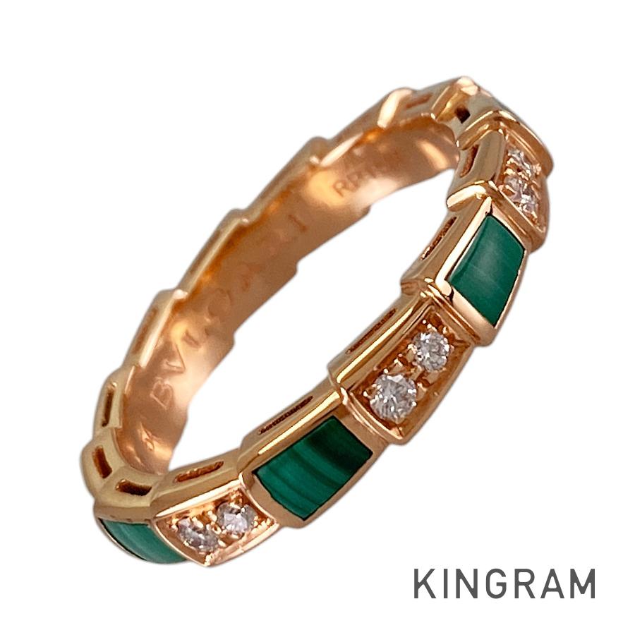 ブル小峡谷 BVLGARI セルペンティ ヴァイ基準打数 356755 K18PG マラカイト 金剛石 13.5号(53-54) 輪っか sss【中古】