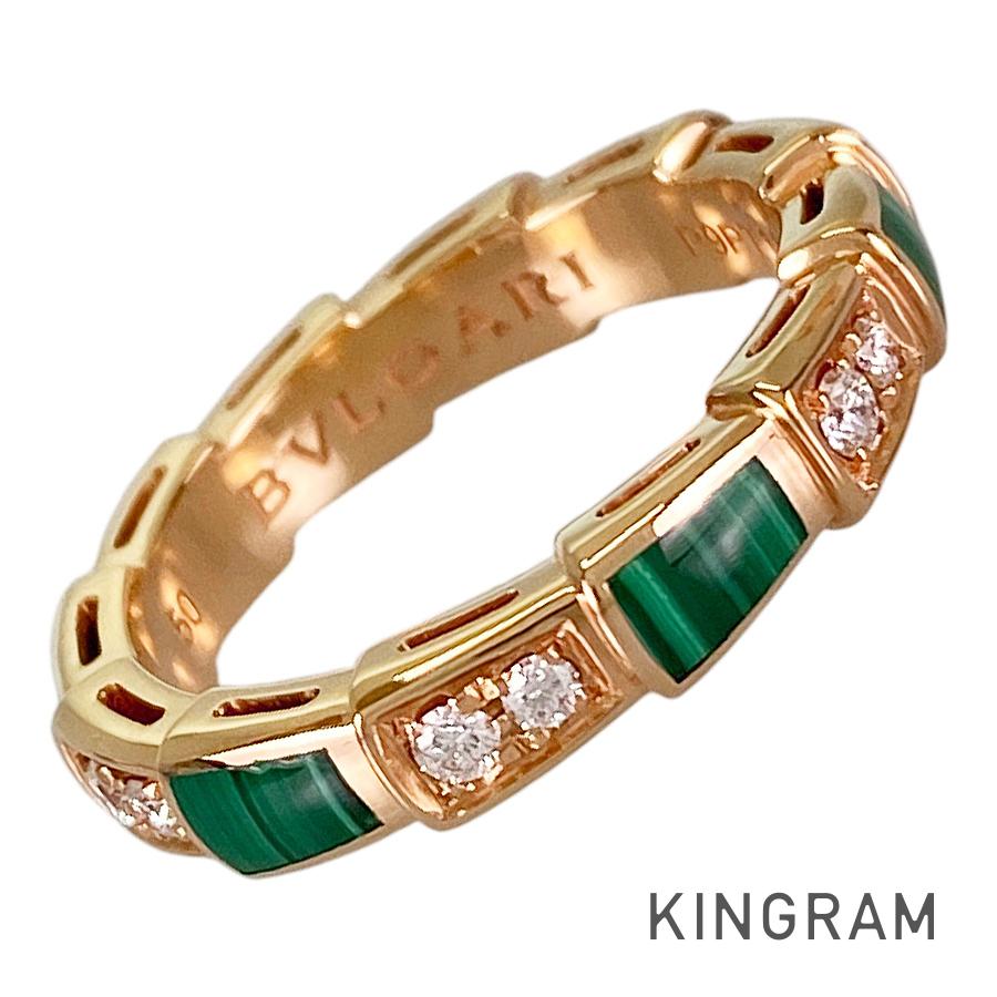ブル小峡谷 BVLGARI セルペンティ ヴァイ基準打数 356774 K18PG 金剛石 マラカイト 9.5号(49-50) 輪っか sss【中古】