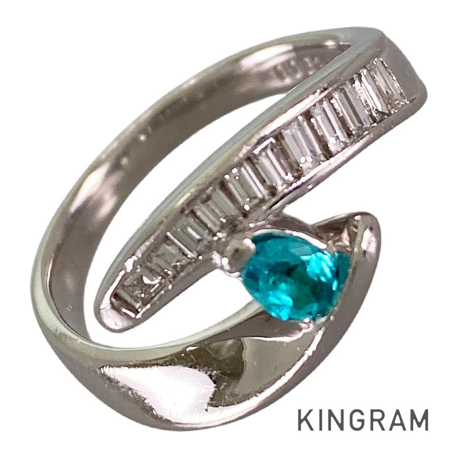 ノーブランド名 Unsigned Jewelry 輪っか Pt900 パライバトルマリン 金剛石 12号(52) sss【中古】