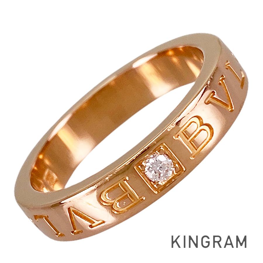 ブル小峡谷 BVLGARI ダブルロゴタイプ K18PG 金剛石 13号(53) 輪っか ftj【中古】