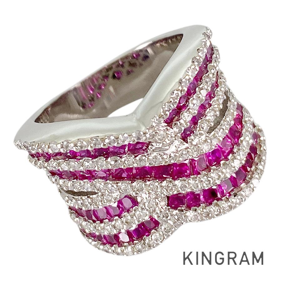 ノーブランド Unsigned Jewelry リング K18WG ルビー ダイヤモンド 12.5号(52-53) sss【中古】|キングラム店