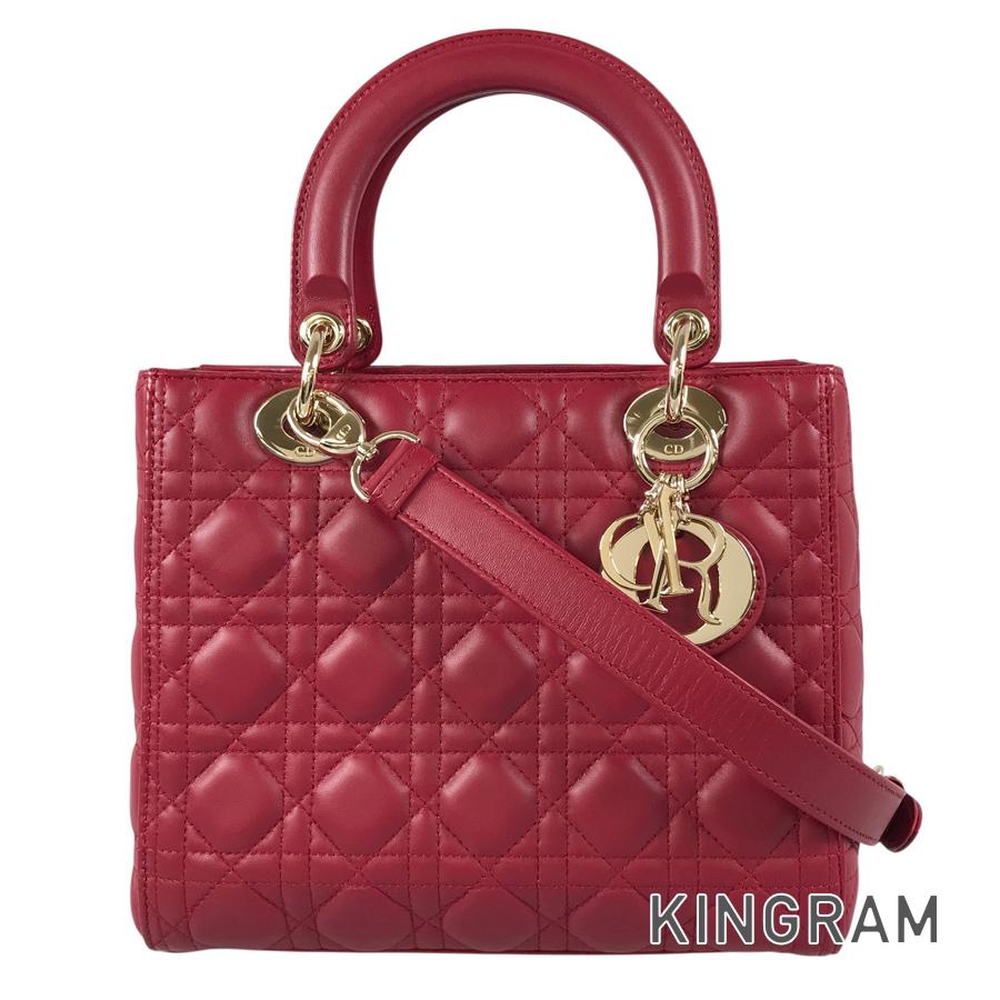 ディオール Dior レディディオール ミディアムミ カナージュ ラムスキン ハンドバッグ sst【中古】｜キングラム店 236,500円