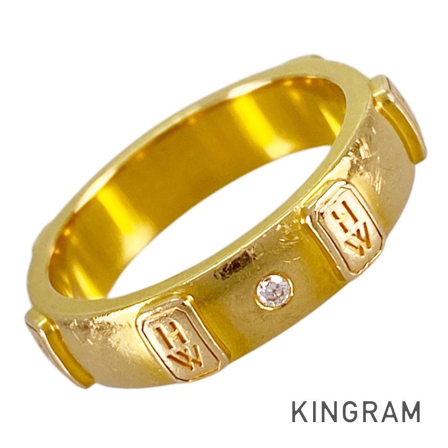 ハリーウィンストン HARRY WINSTON HWロゴタイプ ダンス楽隊 K18YG 金剛石 10号(50) 輪っか ss【中古】